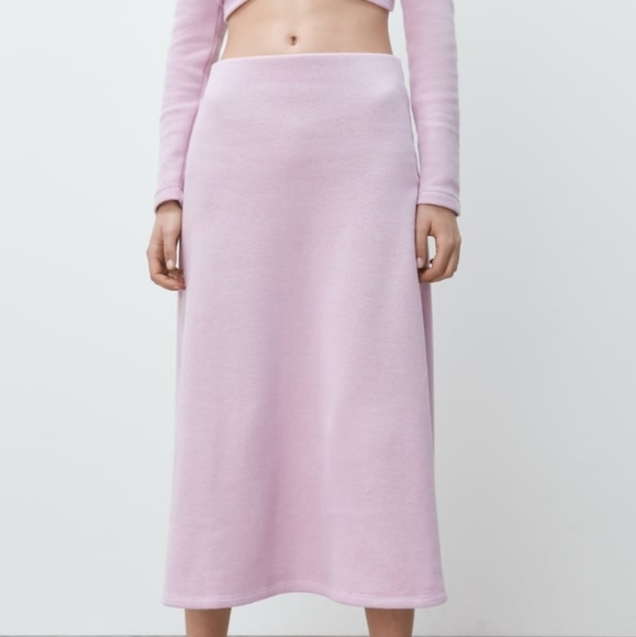 Soft A-line Midi Skirt Zara Mauve - Picture 12 of 14